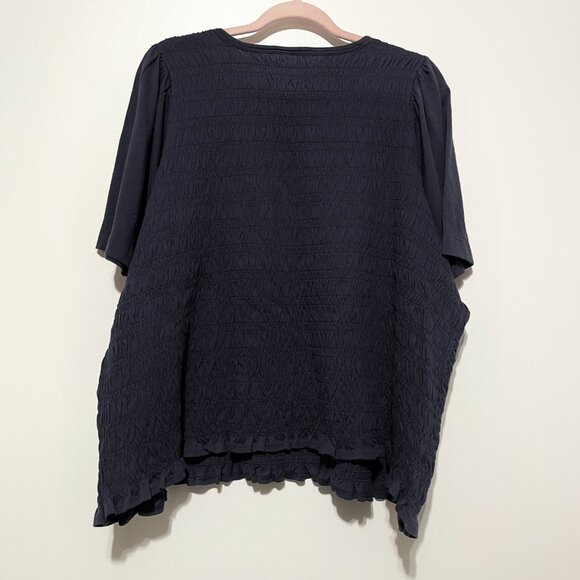 Old Navy Lot 2 Womens Smocked Blouses 3X Pink Navy Flutter Sleeve Romantic - Picture 2 of 11